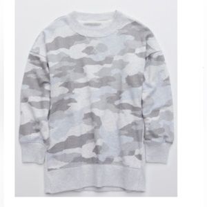 Aerie good vibes oversized camo sweatshirt